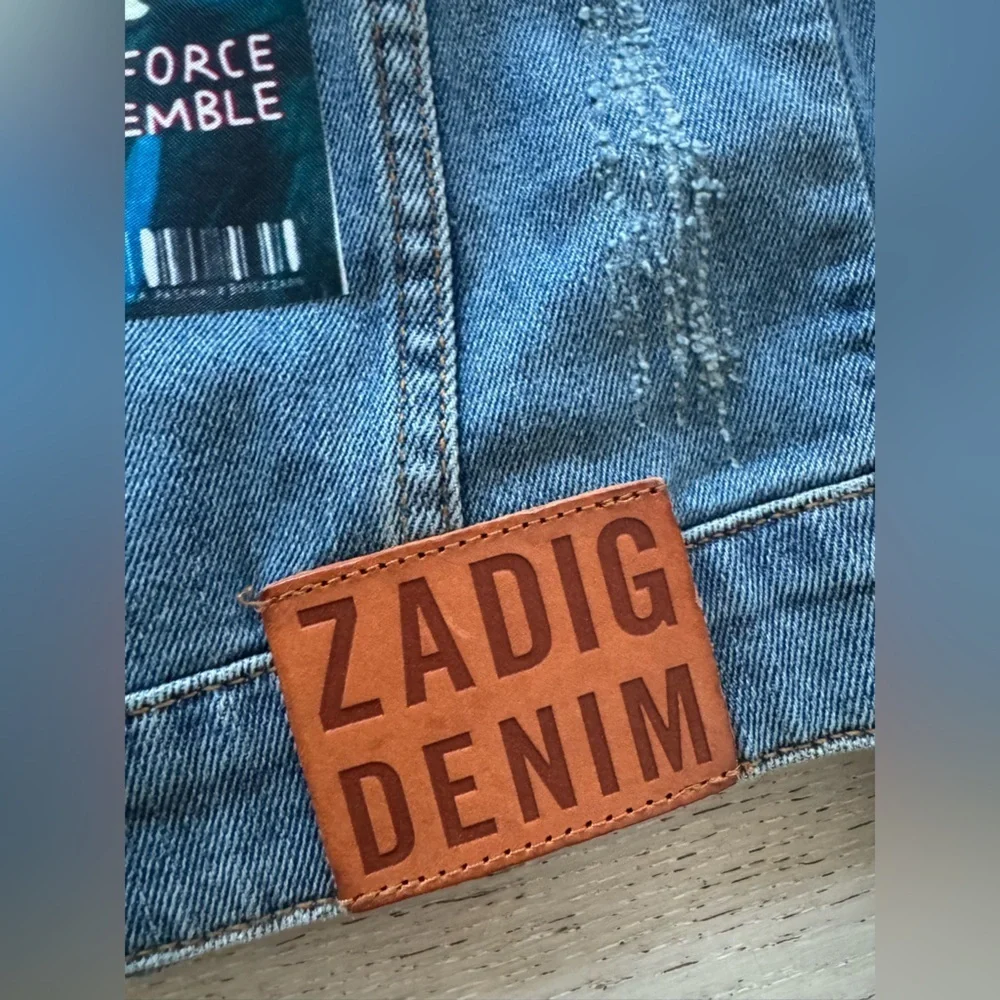 Zadig & Voltaire Light Blue Denim Jacket with Back Graphic Patch